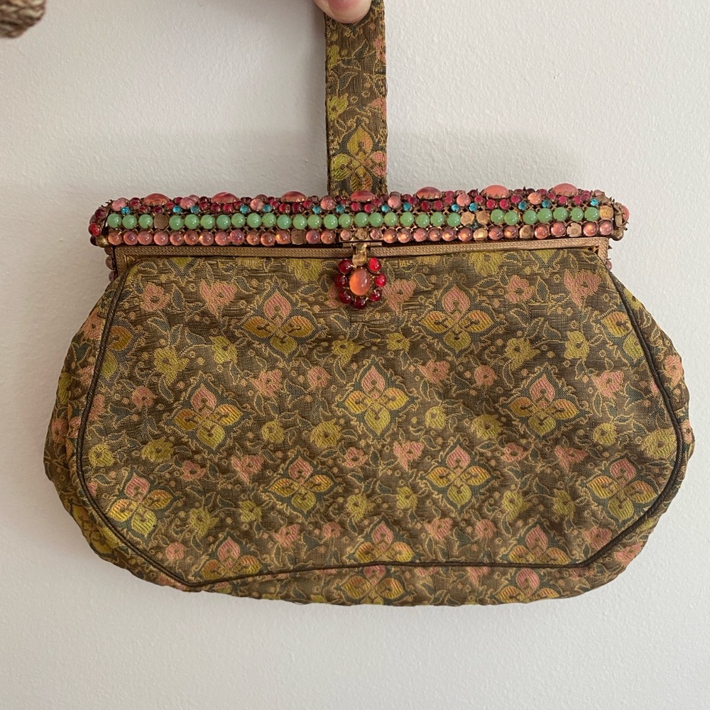 Vintage Beaded Embellished Floral Clutch Bag